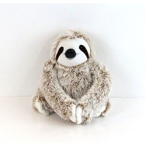 Light Autumn Sloth Plush Stuffed Animal 11" Beige Sitting Hanging Hook & Loop